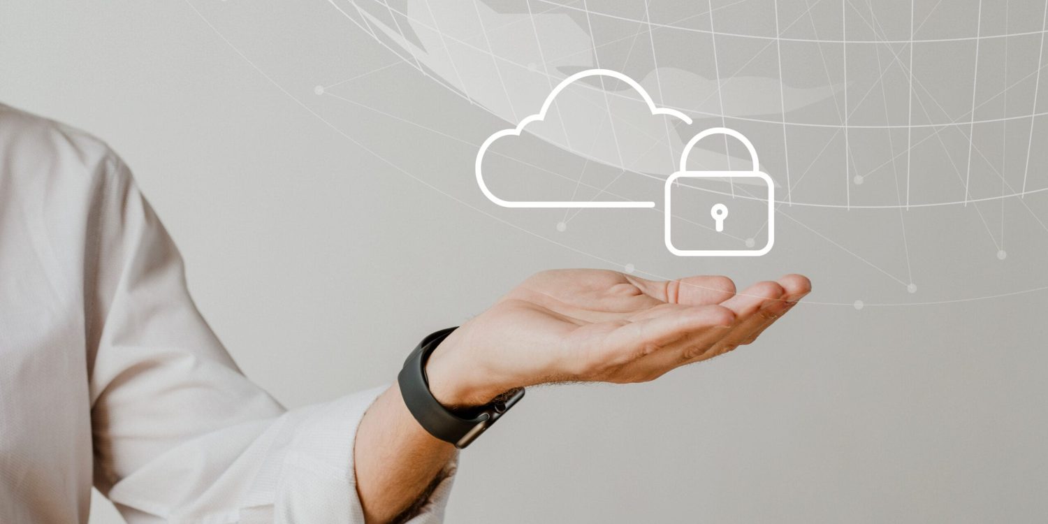 Hand holding cloud system with data protection
